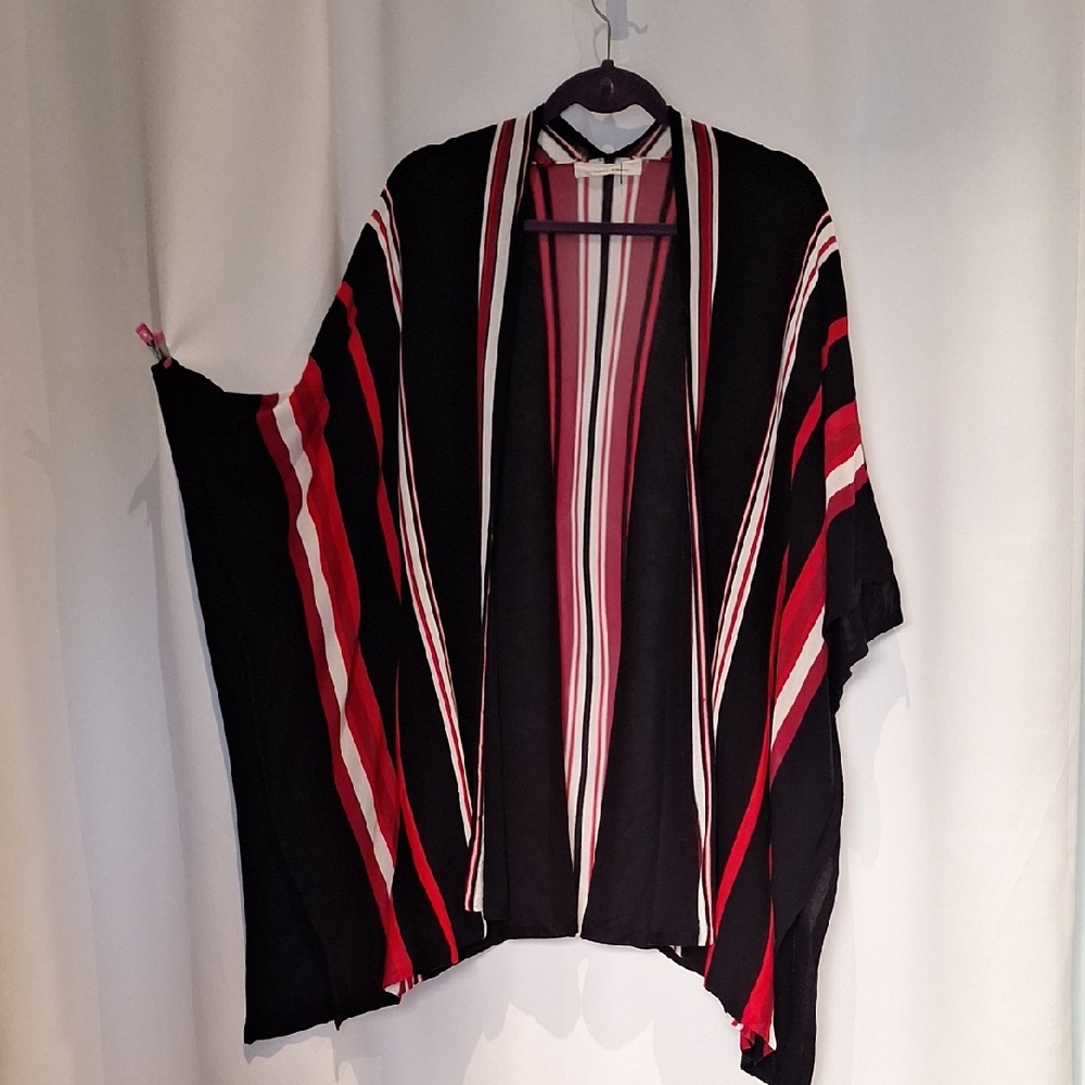 Liviana Conti Striped Black and Red Kimono Sweater